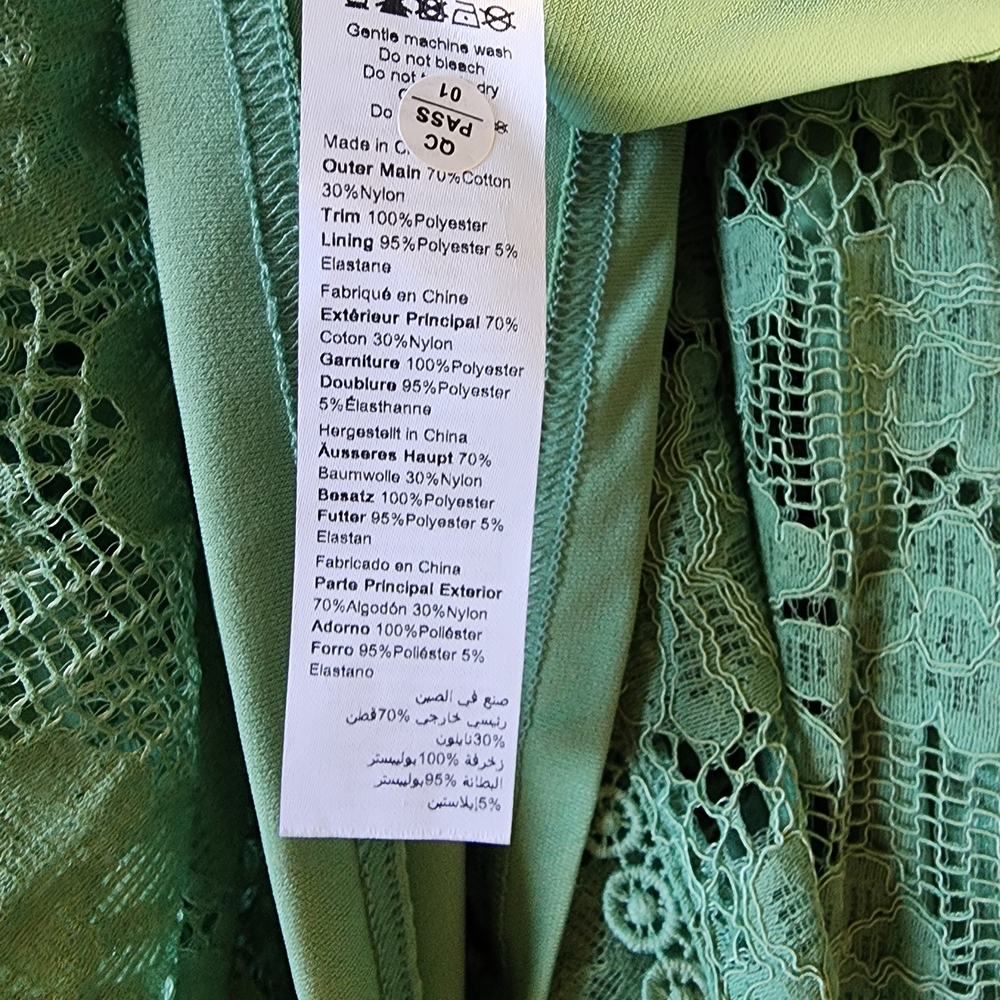 City Chic 22 / XL - Garden Kisses - Sage Green Lace Faux Wrap - Mini Dress - Picture 6 of 8